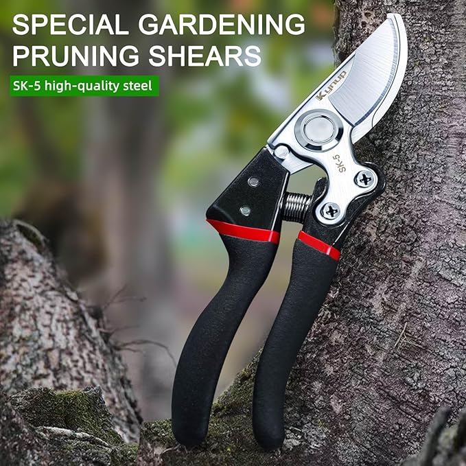 Kynup Pruning Shears for Gardening, Garden Shears Heavy Duty, Cutting Shears Pruners, Hedge Clippers, Rose Pruning Shears, Hand Clippers Gardening (Red Black)-VerdiqueGarden