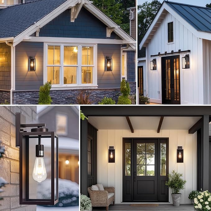 16-inch Oil-Rubbed Bronze Large Outdoor Wall Light Fixture, Brown Exterior Wall Lantern, Farmhouse Porch Sconce Lighting, Modern Outside Lights for House, Garage, Patio Lamp, 2 Packs-VerdiqueGarden