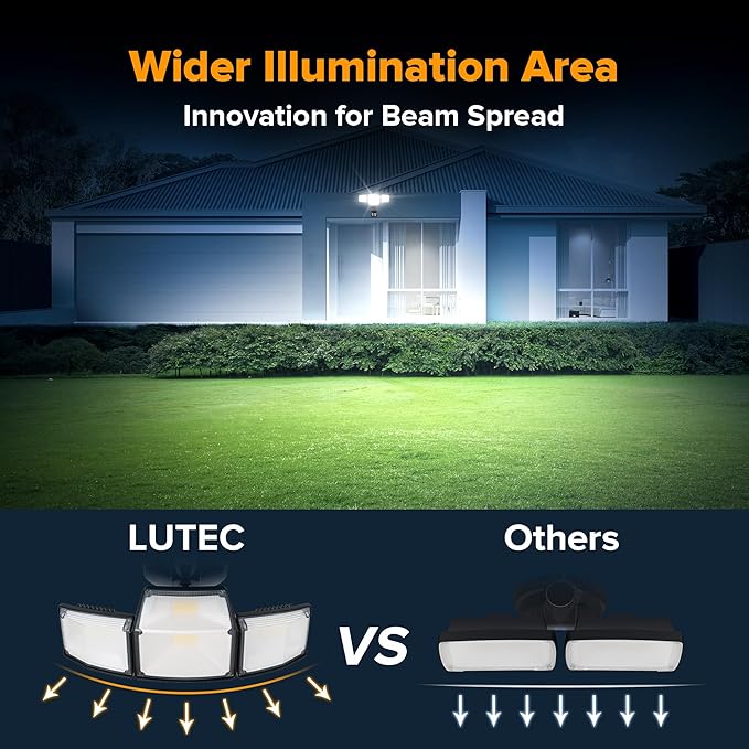 LUTEC 80W 9000LM LED Security Lights Motion Sensor Outdoor Lights, 4 Head LED Flood Light Outdoor 5000K Daylight, IP65 Waterproof, Motion Detected Light for Outside, Garage, Yard - 2 Pack (Black)-VerdiqueGarden