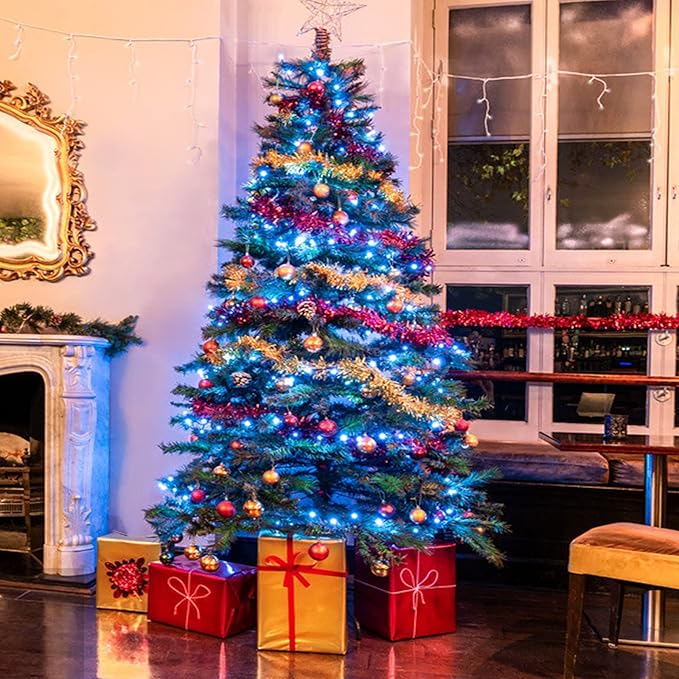 JMEXSUSS 66ft 200 LED Blue Christmas Lights Indoor Outdoor, Connectable Blue String Lights Clear Wire Plug in, 8 Modes Blue Fary Lights for Halloween Tree Party Bedroom Wall Christmas Decoration-VerdiqueGarden