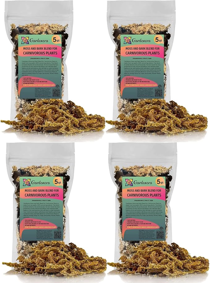 Premium Sphagnum Moss, Perlite and New Zealand Pine Bark Blend for Carnivorous Plants - 20 Quart - Perfect for Venus Fly Traps, Pitcher Plants, Sarracenia, Butterworts, and Sundews by GARDENERA-VerdiqueGarden
