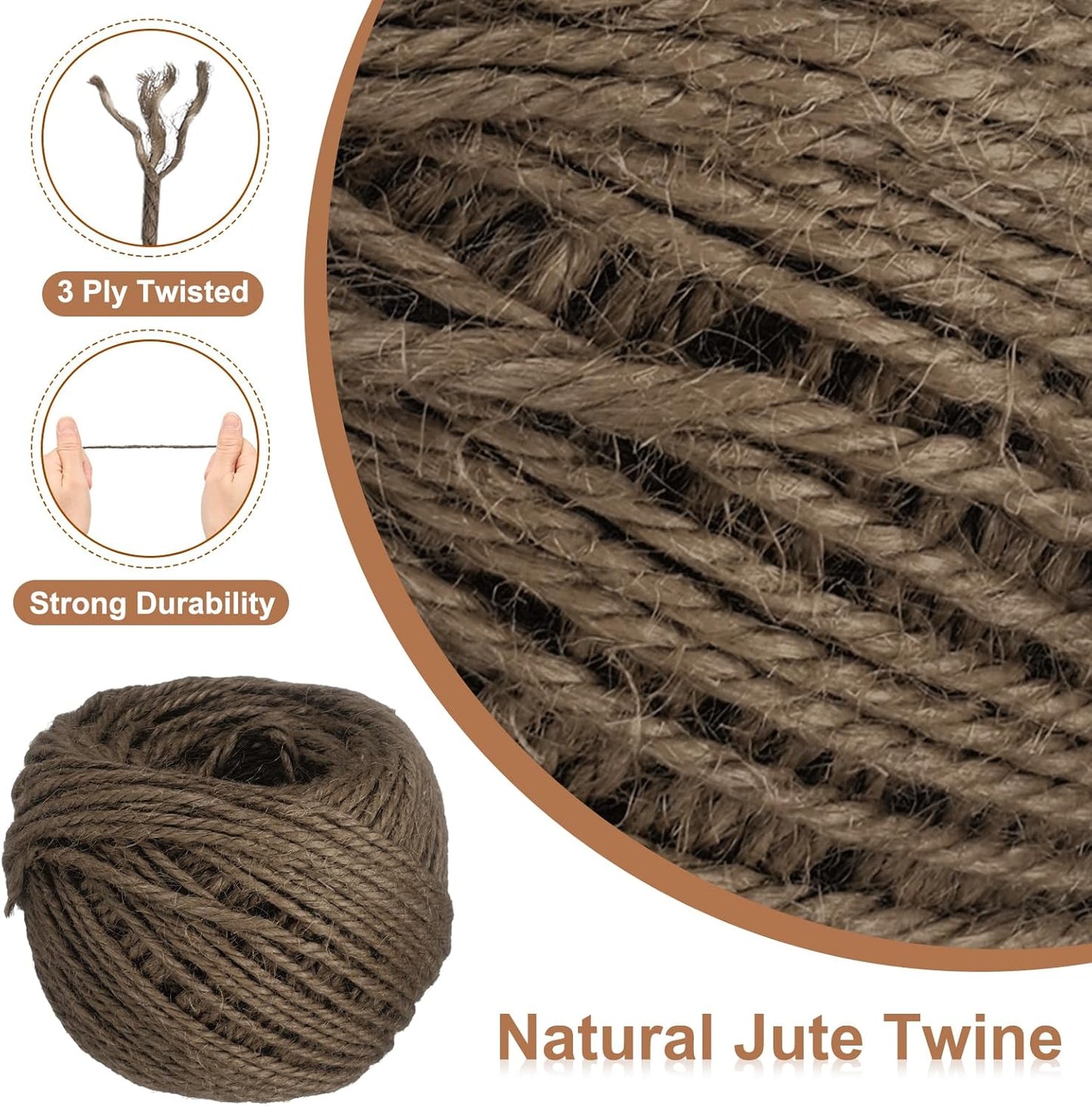 uxcell 164 Feet Natural Jute Twine String,3mm Thin Garden Twine Rope Colored Plant String Cord for DIY Art Crafts Gift Wrapping Decoration Packing Gardening Plant Hanger,Brown-VerdiqueGarden