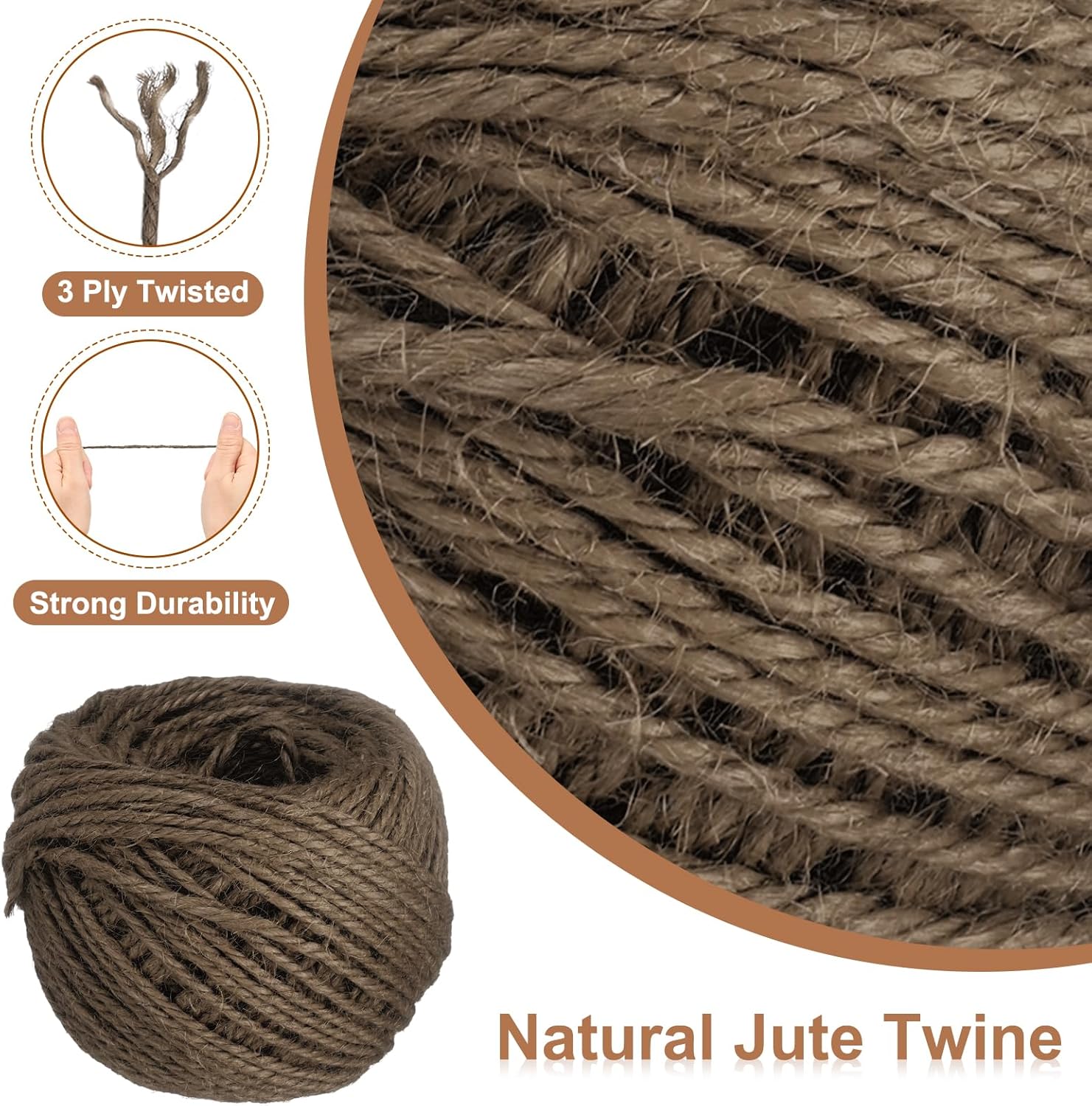 uxcell 164 Feet Natural Jute Twine String,3mm Thin Garden Twine Rope Colored Plant String Cord for DIY Art Crafts Gift Wrapping Decoration Packing Gardening Plant Hanger,Brown-VerdiqueGarden