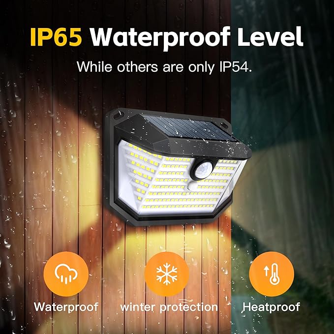 Solar Lights Outdoor Motion Sensor, 178 LED 300LM Waterproof IP65, Wall Mounted Security Light with 3 Modes, 270° Wide AngleWide Angle, Solar Powered for Garden, Yard, Patio, Front Door(4Pack)-VerdiqueGarden