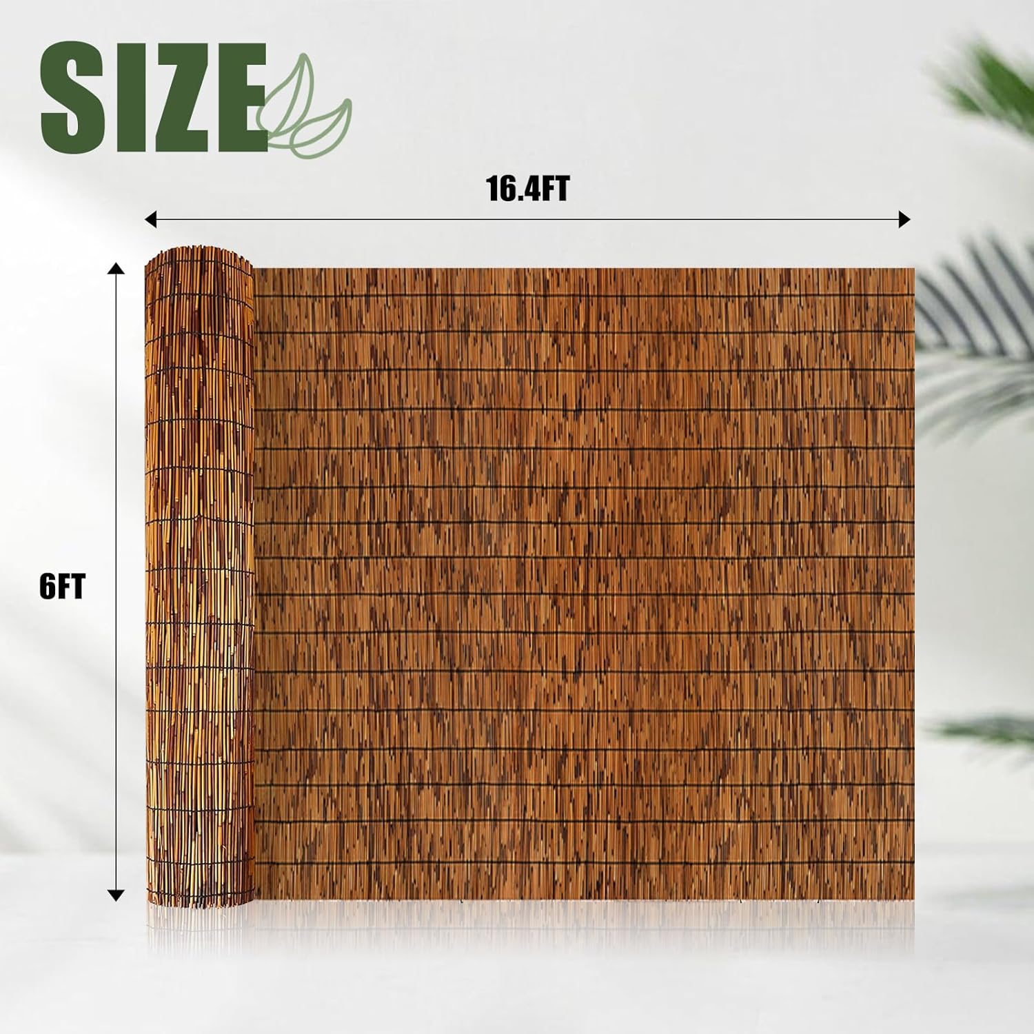 Natural Reed Fence,6FT X 16.4FT Bamboo Fencing Privacy Reed Screening for Outdoor, Gallery, Restaurant, Hotel, Patio (Brown)-VerdiqueGarden