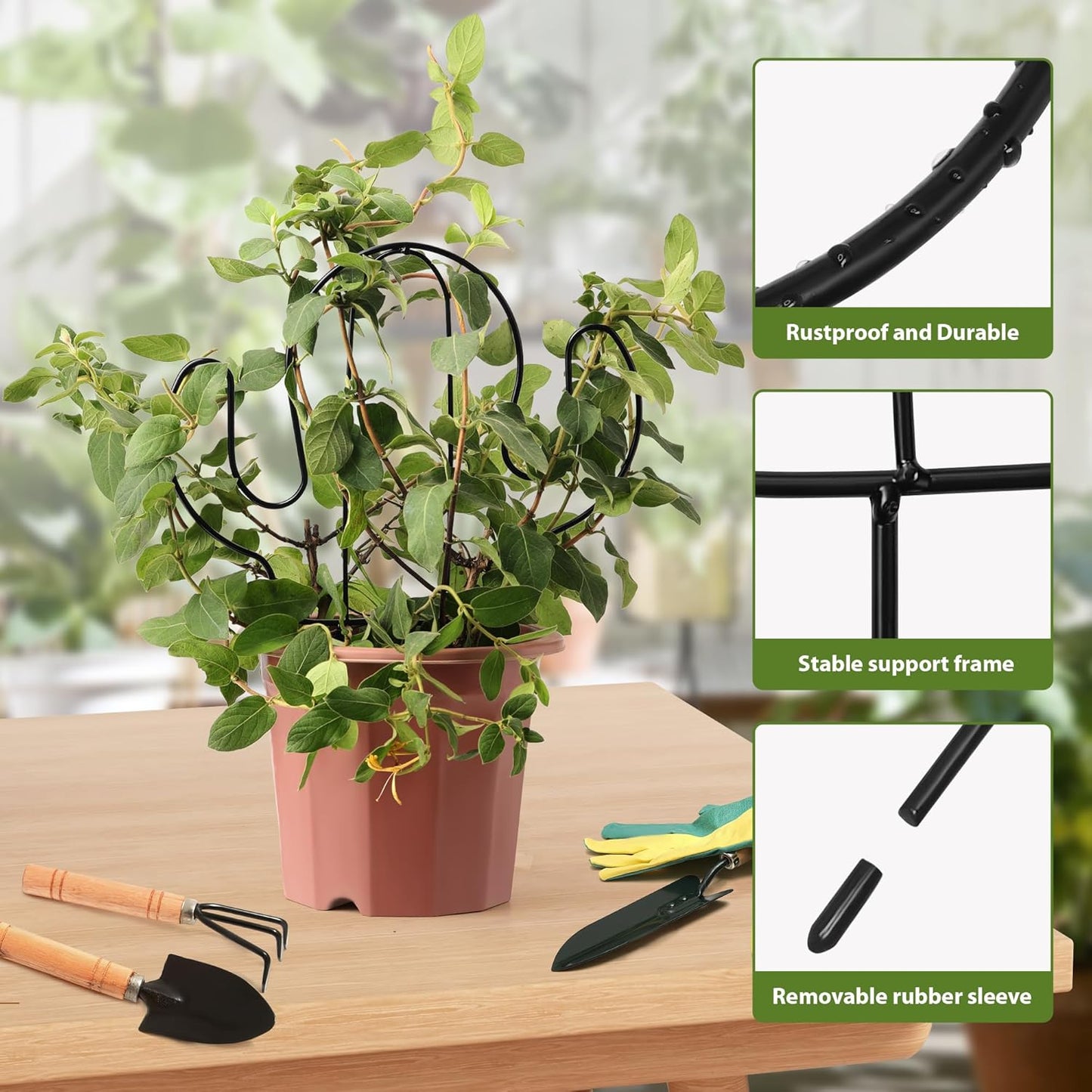 2 Pack Plant Trellis Indoor, 11.4" W x 13" H Small Trellis for Potted Plants, Decorative Trellis for Climbing Plants Indoor, Ideal for Vines on Tabletops, Balconies, Gardens and Lawns, Cactus-Shaped-VerdiqueGarden