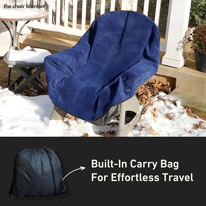 CITYBONFIRES The Chair Blanket™ Reversible Waterproof with Sherpa Lining – Portable Outdoor Cover for Camping, Sports & Patio – Folds into Carry Pouch with Strap - Navy-VerdiqueGarden