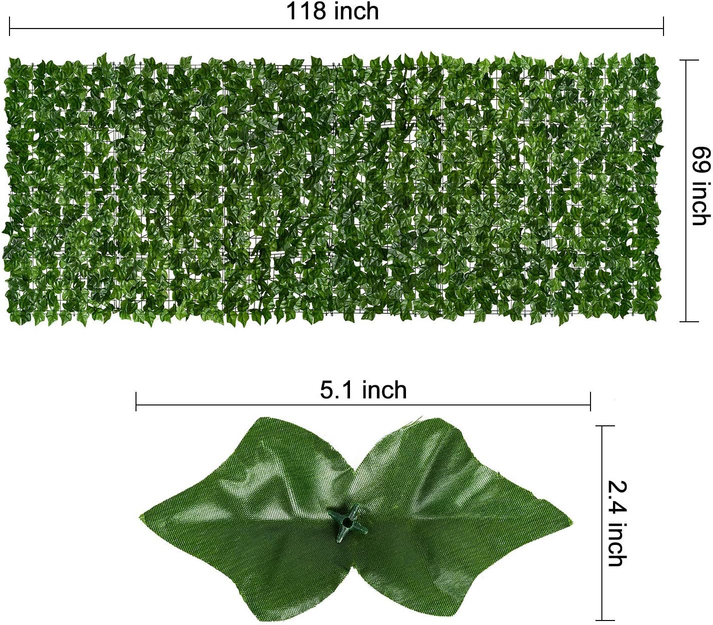 DearHouse Artificial Ivy Privacy Fence, 118x69in Artificial Hedges Fence and Faux Ivy Vine Leaf Decoration for Outdoor Garden Decor-VerdiqueGarden