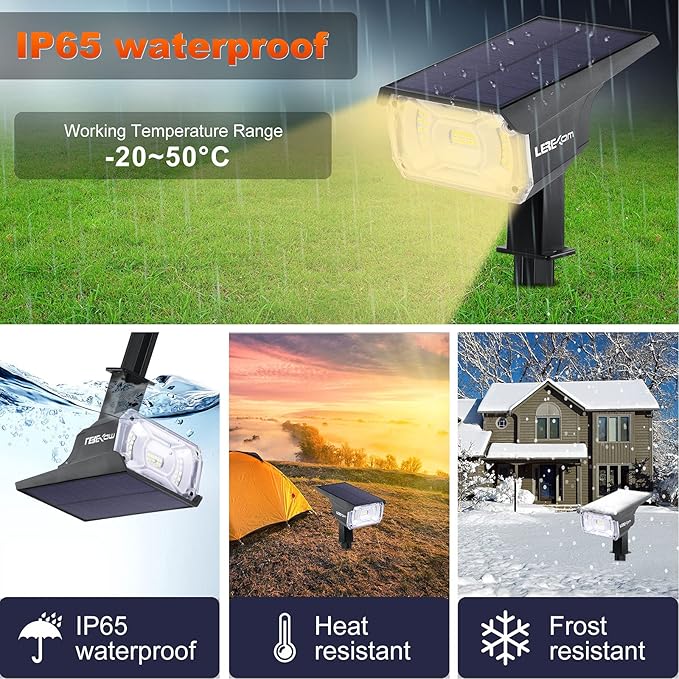 40 LEDs Spotlights,IP65 Waterproof Solar Powered Landscape Spotlights 2-in-1 Wall Light, Outdoor Landscaping Lights Auto On/Off for Yard Garden 2Pack Warm-White-VerdiqueGarden