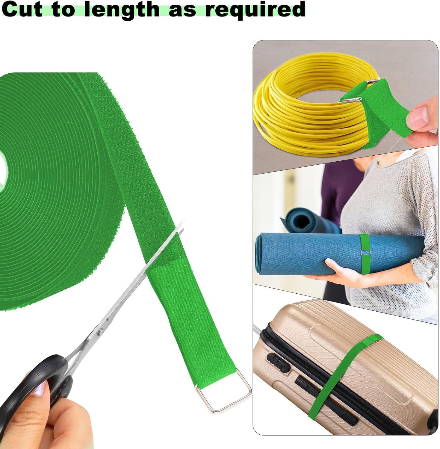 1"x16ft Hook and Loop Straps with 25 Metal Buckles, Adjustable Fastening Cable Straps, Cut-to-Length Cinch Strap, Reusable Nylon Securing Cord Ties for Organizer or Storage, 1 inch Wide,Green-VerdiqueGarden