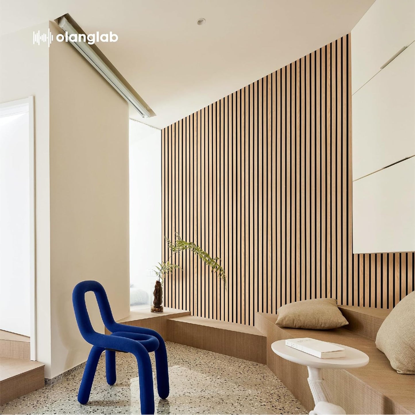 Olanglab Wood Slat Wall Panels, Wooden Acoustic Wall Panels, 94.5"x12.6" Each 3D Wall Panels for Interior Wall Decor, 4 Pack in Total 94.5"x50.4" (Warm Oak)-VerdiqueGarden