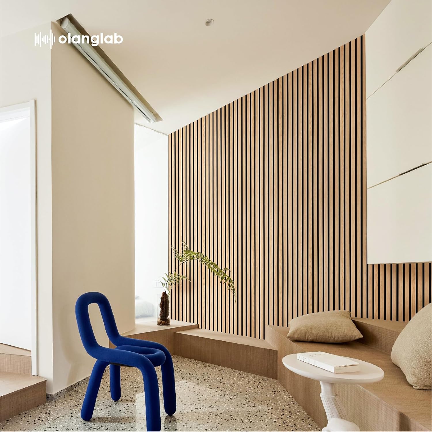 Olanglab Wood Slat Wall Panels, Wooden Acoustic Wall Panels, 94.5"x12.6" Each 3D Wall Panels for Interior Wall Decor, 4 Pack in Total 94.5"x50.4" (Warm Oak)-VerdiqueGarden