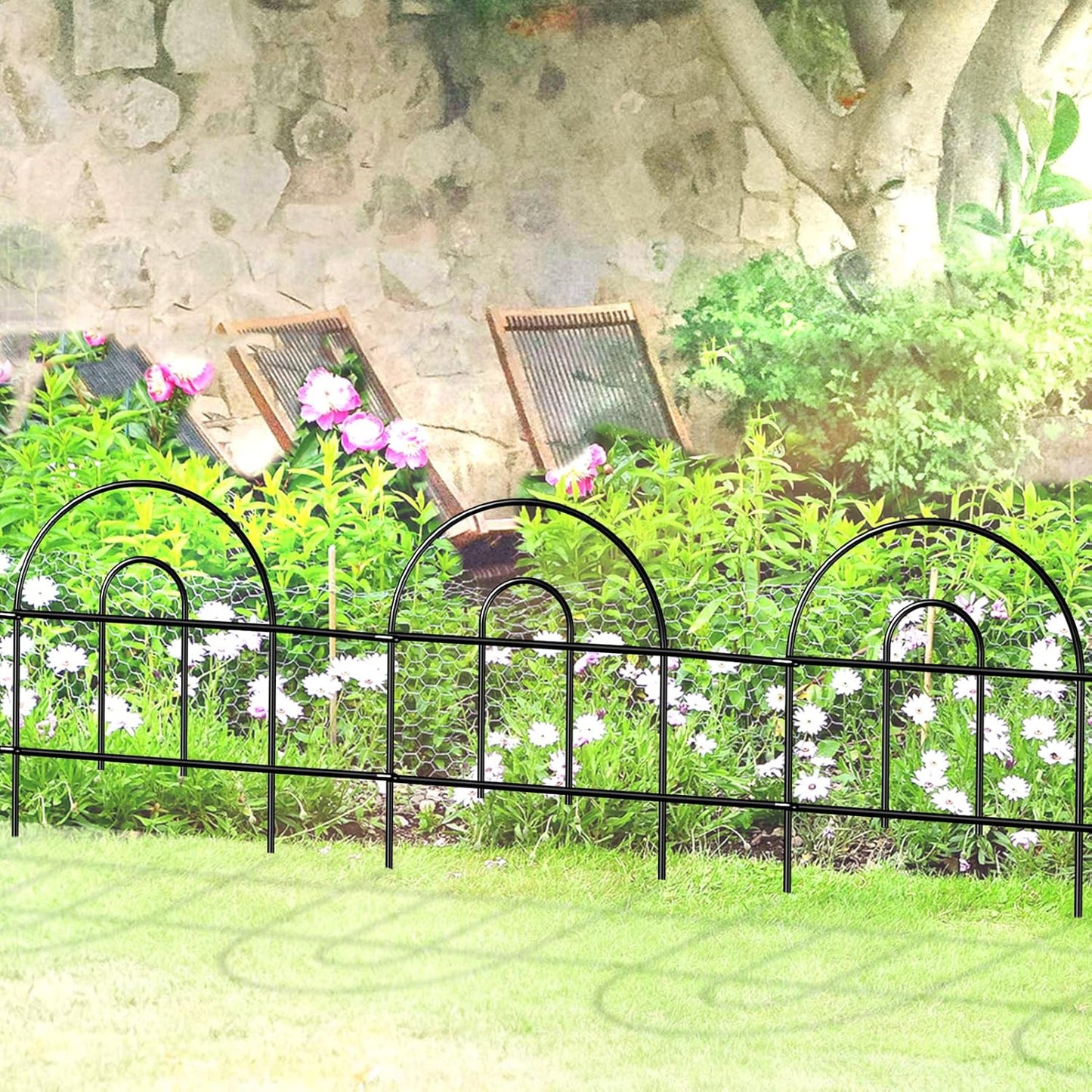 Decorative Black Garden Border Fence 18inX50ft Metal Wire Edging Flower Bed Folding Fences Panel Outdoor Garden Fencing Patio Edge Landscape for Yard-VerdiqueGarden