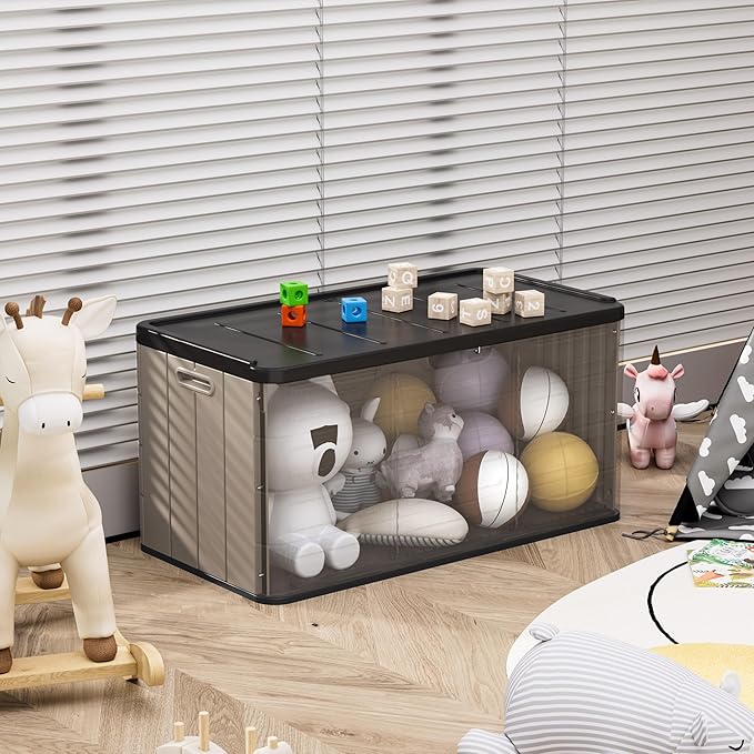 Heavy-Duty 100 Gallon Outdoor Storage Bench - Waterproof Patio Deck Box for Outside Use, Lockable Resin Storage with UV Protection, Granite Grey-VerdiqueGarden