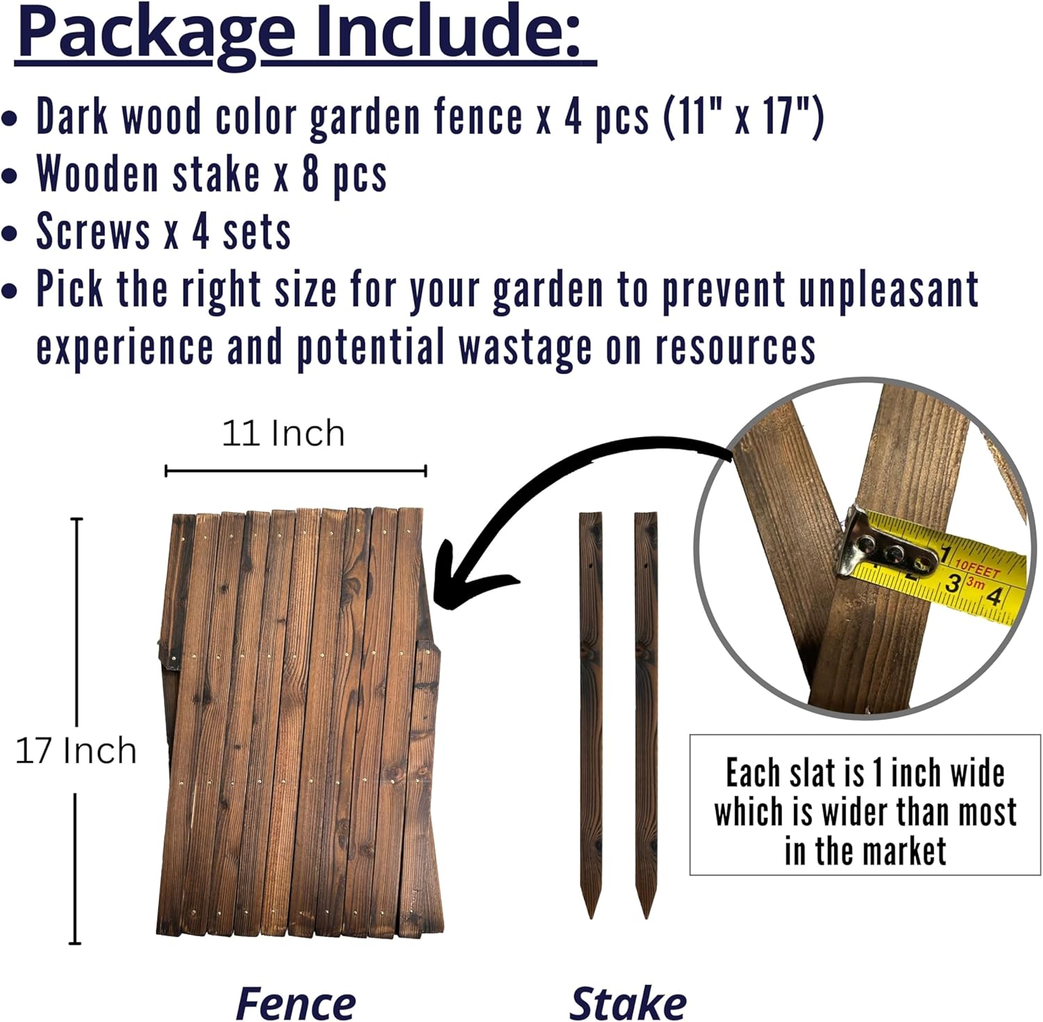 ShopLaLa Garden Fence- 4 Pack, Total 24ft (L) Wooden Lattice Flower Edging for Yard Lawn Landscape Patio Outdoor Decor, Expandable Plant Garden Trellis, Animal Barrier Fence No Dig Panel for Small Dog-VerdiqueGarden