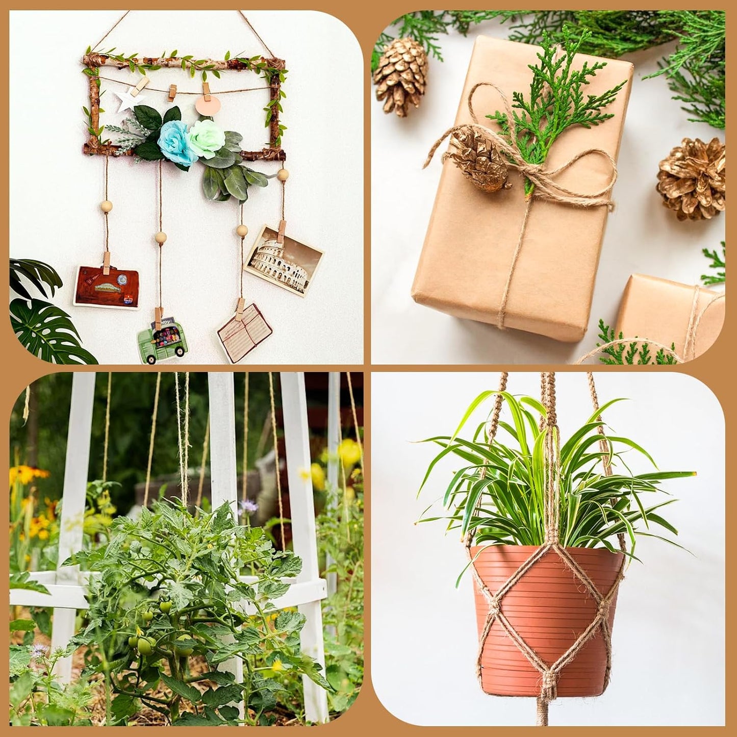 XSEINO 3600 Feet Natural Jute Twine Strong Garden Twine Rope for Arts Crafts Gift Wrapping Gardening Tomato Climbing Plant Tie Floristry Packing Decor-VerdiqueGarden