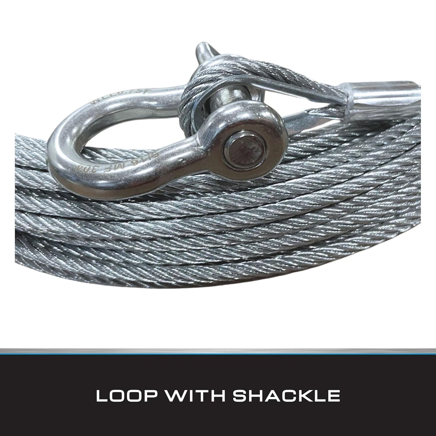 Tie Down 7x19 Aircraft Cable - Steel Cable with Loops - 2,500lbs Breaking Strength - Deck/Zip Line/Tow/Hanging Wire - 5/32" x 46 ft with Loop & Shackle-VerdiqueGarden