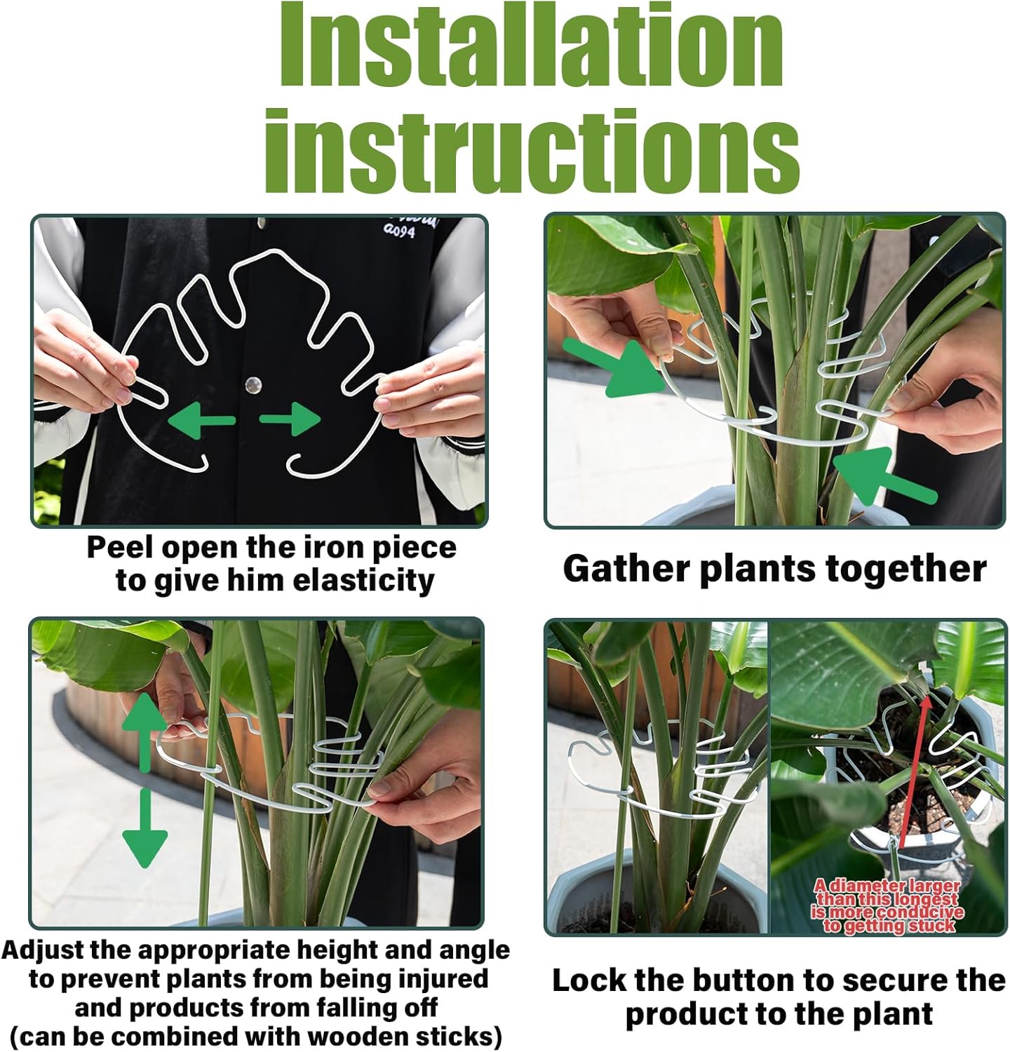 White Monstera Plant Stem Support - 5PCS 7.3x6.25in Durable Adjustable Garden Stake for Indoor Plants, Fishbone Cactus Holder, Innovative Leaf Clip Set, Ideal Tool for Healthy Plant Growth-VerdiqueGarden