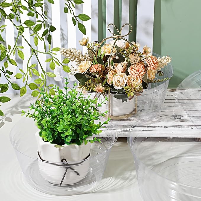 Hoolerry Plastic Plant Saucer Clear Deep Drip Tray Thickened Clear Plant Saucers Trays for Pots Deep Drip Trays for Home Garden Indoor and Outdoor Potted(20 Pcs,6, 8, 10, 12 Inch)-VerdiqueGarden