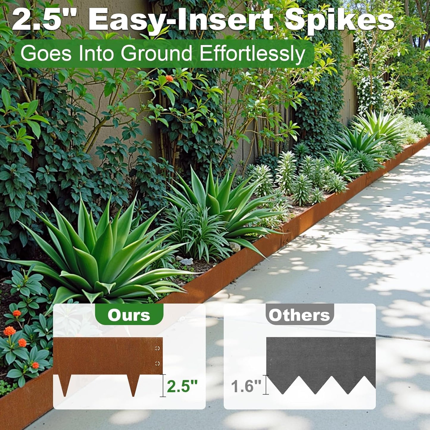 Cor Ten Steel Landscape Edging 6" H x 40" L, 6 Pack Heavy Duty Metal Garden Edging, 20Ft Pre-Rustyed Steel Edging, Bendable Metal Edging for Landscaping, Yard, Tree, Flower Bed-VerdiqueGarden