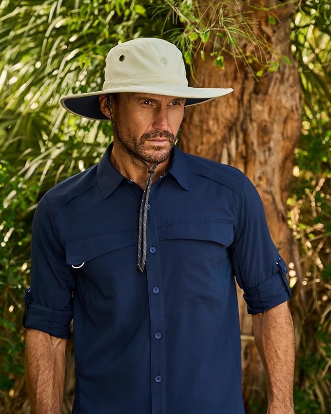 Men's Shapeable Wide Brim Hat - UPF 50 Sun Protection - Maximum Coverage on Your Next Adventure - Sun Fearless Leo Hat-VerdiqueGarden