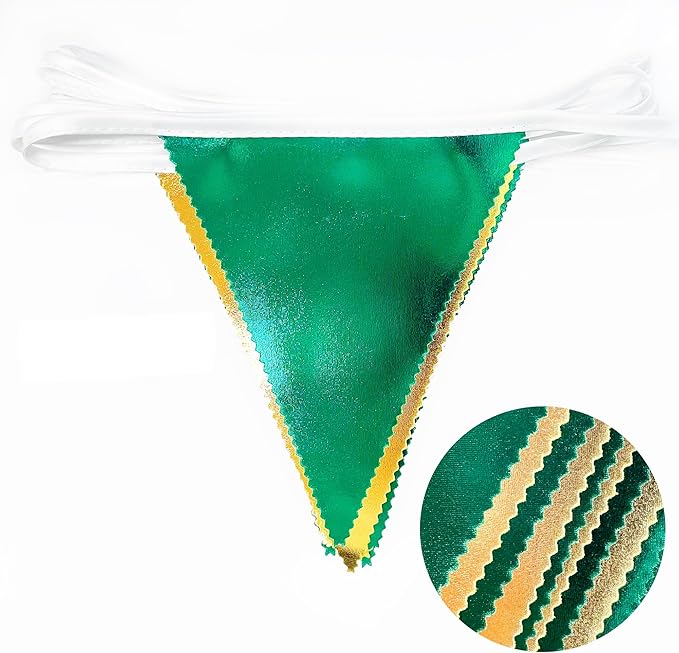 Green Gold Party Decorations Metallic Fabric Triangle Pennant Banner Flag Bunting Garland for Graduations Birthday Retirement Wedding Baby Shower Spring Summer Master Golf Theme Outdoor Party Supplies-VerdiqueGarden