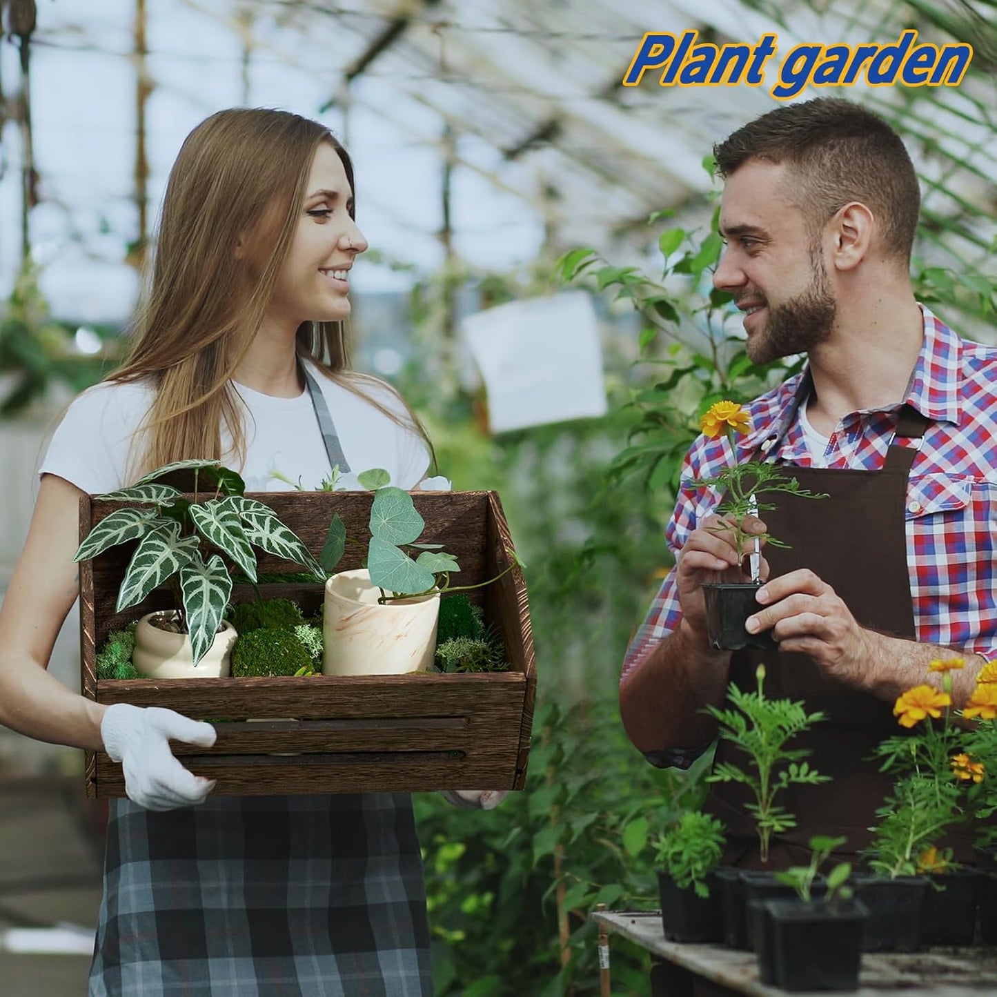 ELONG HOME Wooden Crate, 2 Pack Fast Assemble Rustic Wooden Crates for Storage, Decorative Farmhouse Wooden Crate Basket, Vintage Wood Crates Display for Fruits and Vegetables-VerdiqueGarden