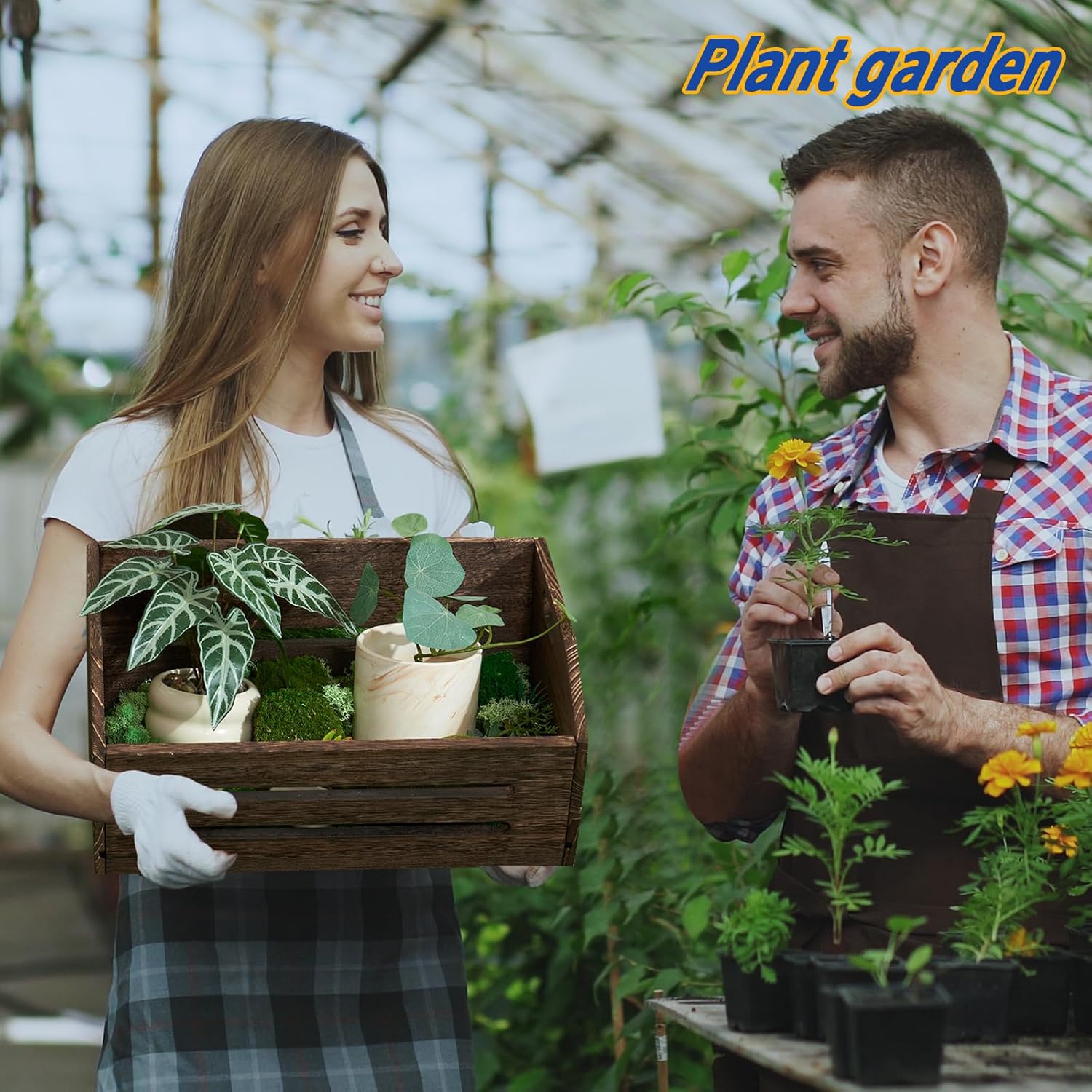 ELONG HOME Wooden Crate, 2 Pack Fast Assemble Rustic Wooden Crates for Storage, Decorative Farmhouse Wooden Crate Basket, Vintage Wood Crates Display for Fruits and Vegetables-VerdiqueGarden