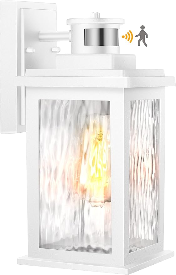 VIANIS Motion Sensor Outdoor Lights, White Dusk to Dawn Outdoor Lighting Wall Mount, Aluminum Waterproof Modern Exterior Garage Lights, Outdoor Lanterns for Front Porch Patio, Entryway, Front Door…-VerdiqueGarden