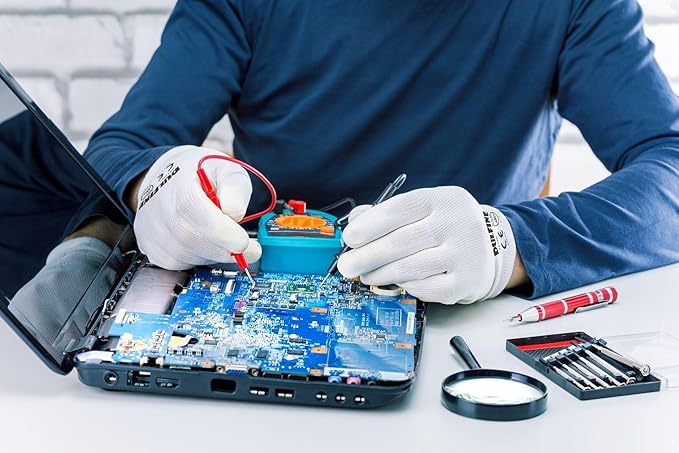 DULFINE Safety Work Gloves PU Coated-12 Pairs,White Seamless Knit Glove with Polyurethane Coated Smooth Grip on Palm & Fingers, for Men and Women, Ideal for General Duty Work (Medium)-VerdiqueGarden