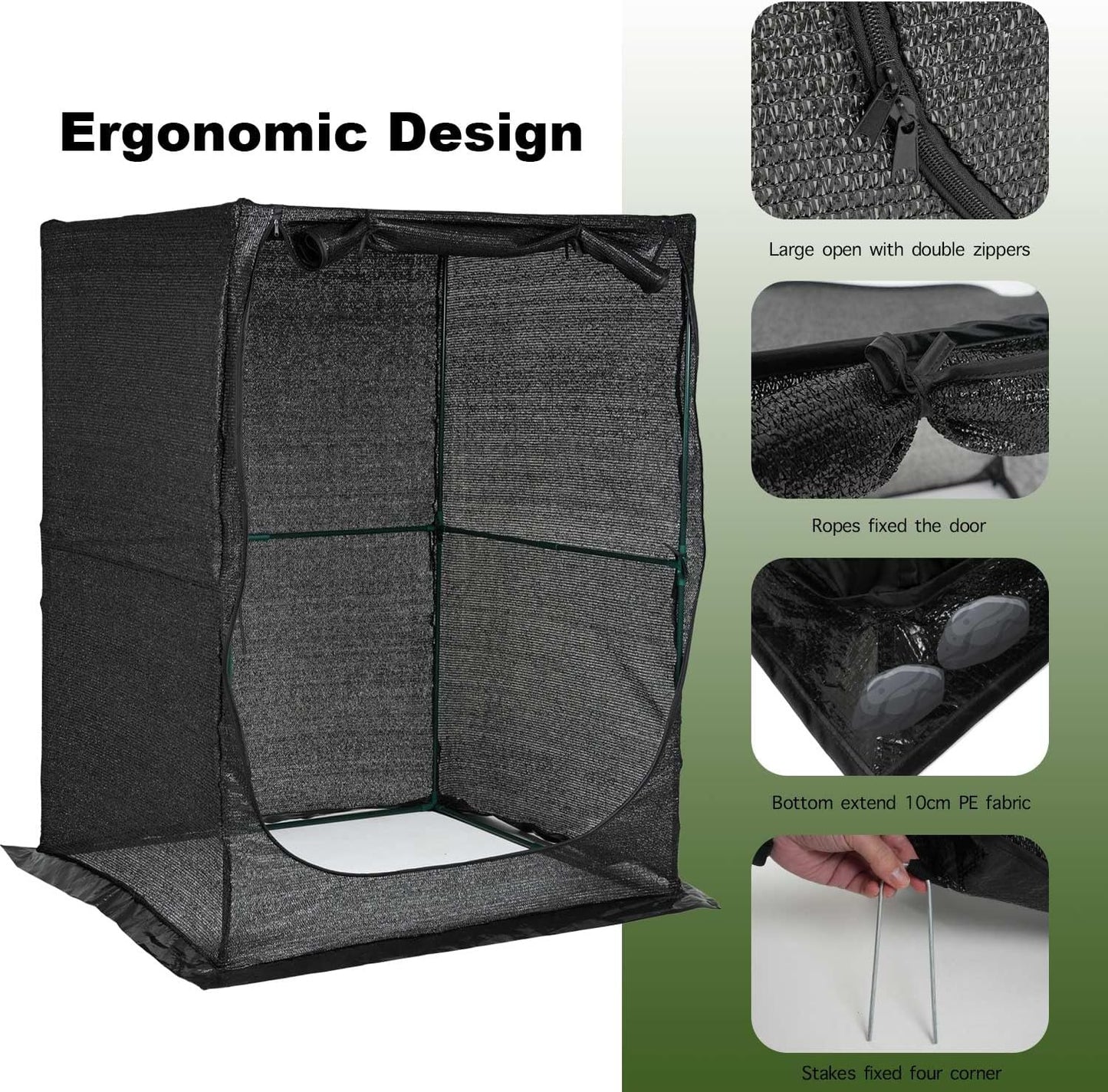 Portable Large 4'x4' Sunshade Cloth Gardening Net,Easy Set up Crops Shade Net 5.7FT Tall Cover, UV Resistant Plant 80% Sunblock for Vegetables,Fruits and Mini Flower Pot with Stakes-VerdiqueGarden