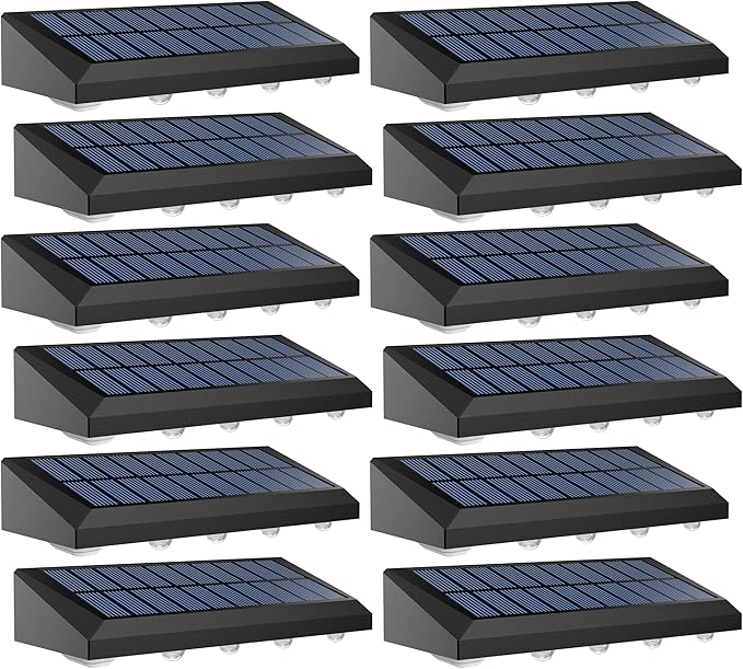 Solar Fence Lights Outdoor Waterproof IP65, 12 Pack Fence Lights Solar Powered 60 Lumens Auto On/Off Step Wall Lights Outside Decorations for Yard, Porch, Patio, Stairs, Pool, Deck, Garden- Warm Light-VerdiqueGarden