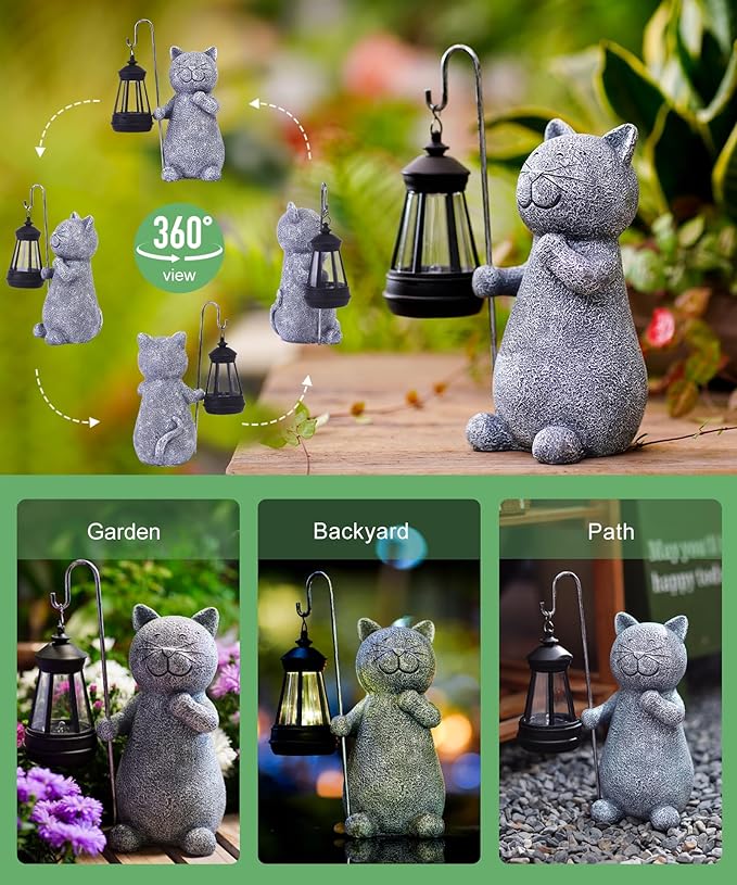 Solar Statue for Garden Decoration: Outdoor Sculpture for Yard Lawn Home House Balcony Patio - Unique Housewarming Gift for Lover Mom Women Grandma-VerdiqueGarden