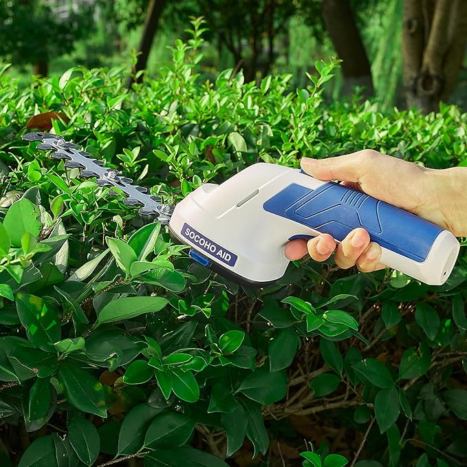 Cordless Hedge Trimmer Grass Shear - 2 in 1 Handheld 7.2V Electric Shrubbery Trimmer Grass Cutter Rechargeable Battery and Type-C-VerdiqueGarden
