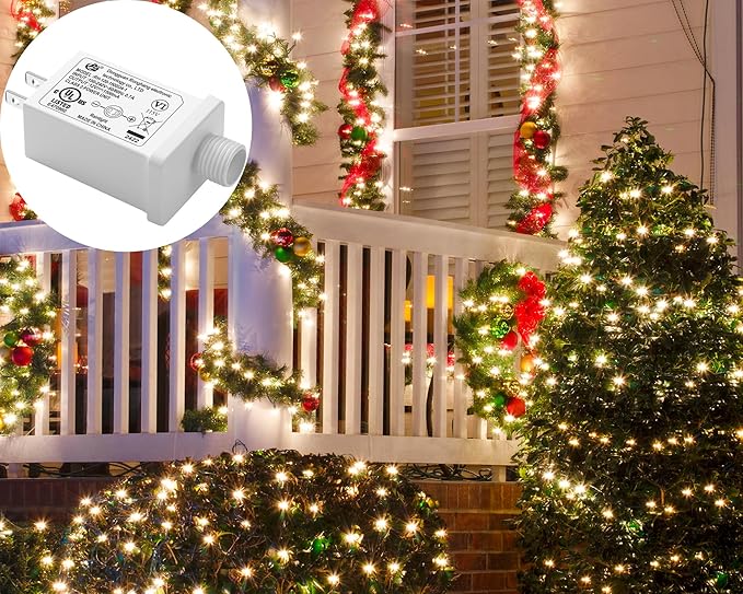 Replacement Yard Inflatable Adapter Power Supply Adaptor - 12V 1.0A 2Pcs - Inflatable Plug Replacement Class 2 Power Supply - White - for Christmas Tree Light/Thanksgiving Yard Blow Up Decorations-VerdiqueGarden