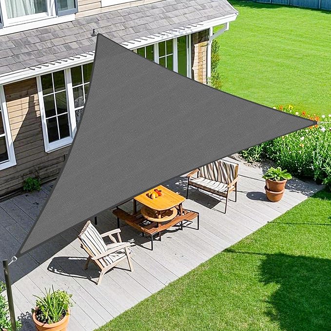 Amagenix Sun Shade Sail 5'X5'X5' Curved Edge Outdoor Shade Canopy Dark Grey Breathable 95% UV Block Shade Cloth for Patio Garden Backyard (We Make Custom Size)-VerdiqueGarden