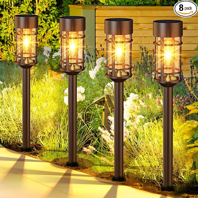 Solar Pathway Lights 8 Pack, Solar Lights Outdoor Waterproof IP65, Long-Lasting, Bright LED Outdoor Lighting Decor for Garden Yard Landscape Path-VerdiqueGarden