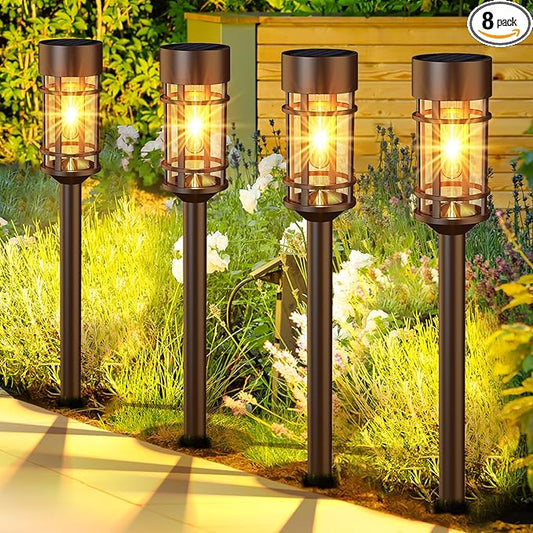 Solar Pathway Lights 8 Pack, Solar Lights Outdoor Waterproof IP65, Long-Lasting, Bright LED Outdoor Lighting Decor for Garden Yard Landscape Path-VerdiqueGarden