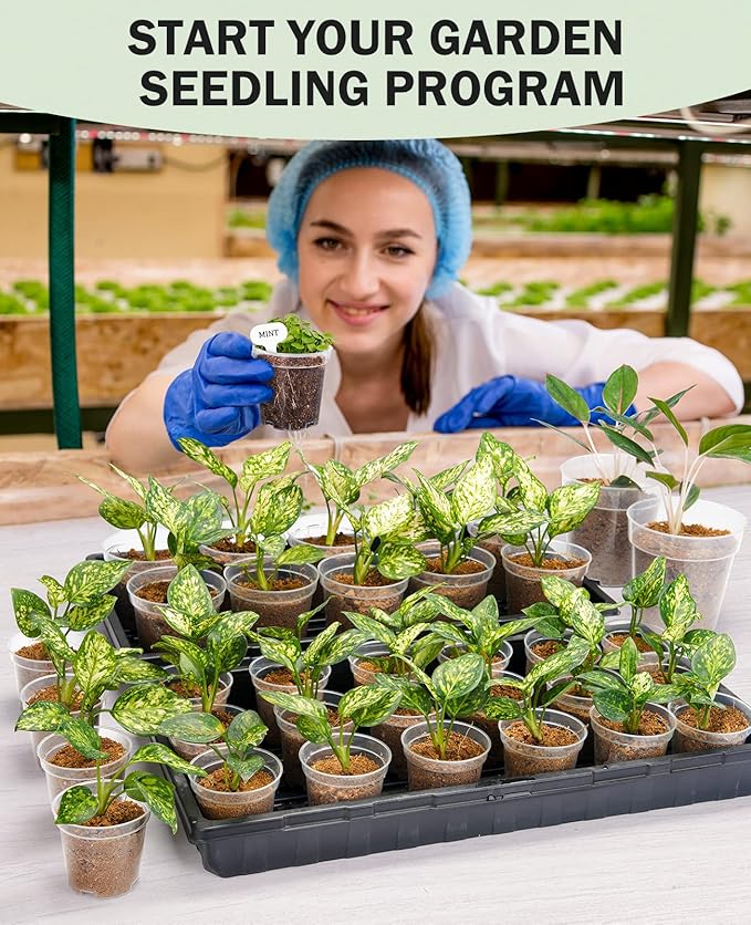 homenote Clear Nursery Pots for Plants,5 Inch Plant Pot for Planting Plastic Seedling with Drainage Holes Seed Starter Flower High Transparency with 20 Labels (30 Pack)-VerdiqueGarden