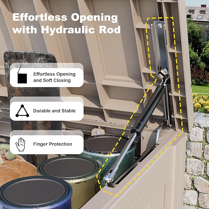 150 Gallon Resin Outdoor Deck Box Waterproof Patio Furniture, Garden Tools, Cushions, Pool Accessories Outside Storage Box (150 Gallon,Grey)-VerdiqueGarden