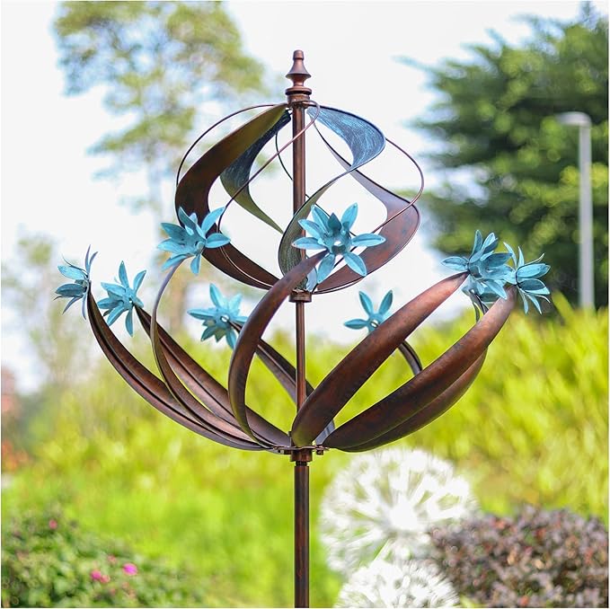 Outdoor Metal Wind Spinner for Yard Garden - Large Kinetic Wind Sculptures Spinners Outdoor, Gift for Birthday, Anniversary, Housewarming, Christmas (W26 x H86)-VerdiqueGarden