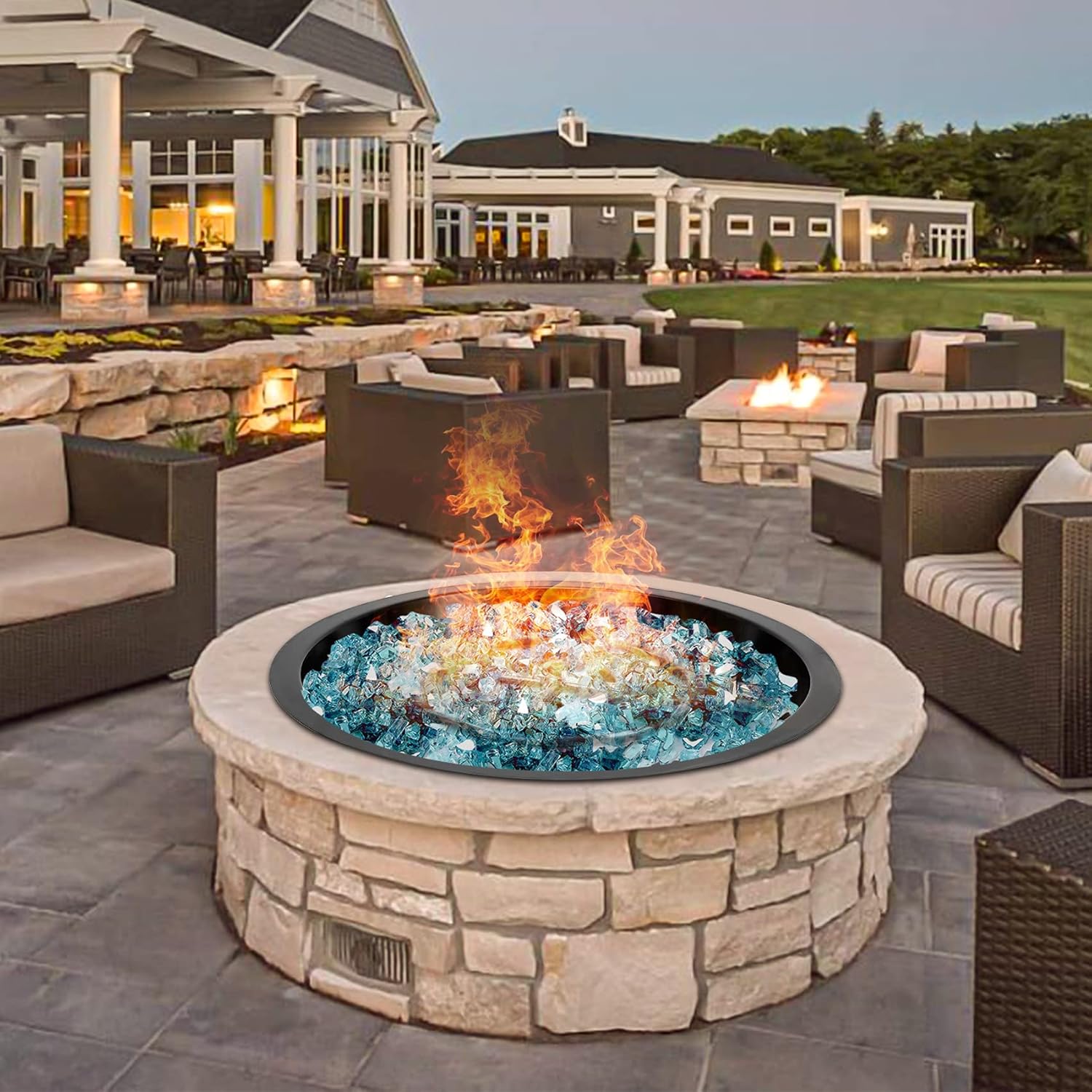 Stanbroil 19-Inch Round Fire Pit Burner Pan, Drop-in Gas Firepit Insert for DIY Fire Pit Table, Porcelain Steel, BTU 92,000 Max-VerdiqueGarden