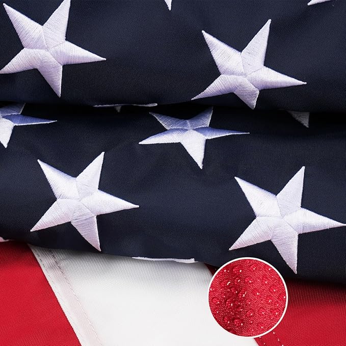 Homissor Folded 3x5 American Flag 420D Nylon Heavy Duty Outdoor Triangle Box Package USA US Flags Embroidered Stars Long Lasting for All Weather High Winds-VerdiqueGarden