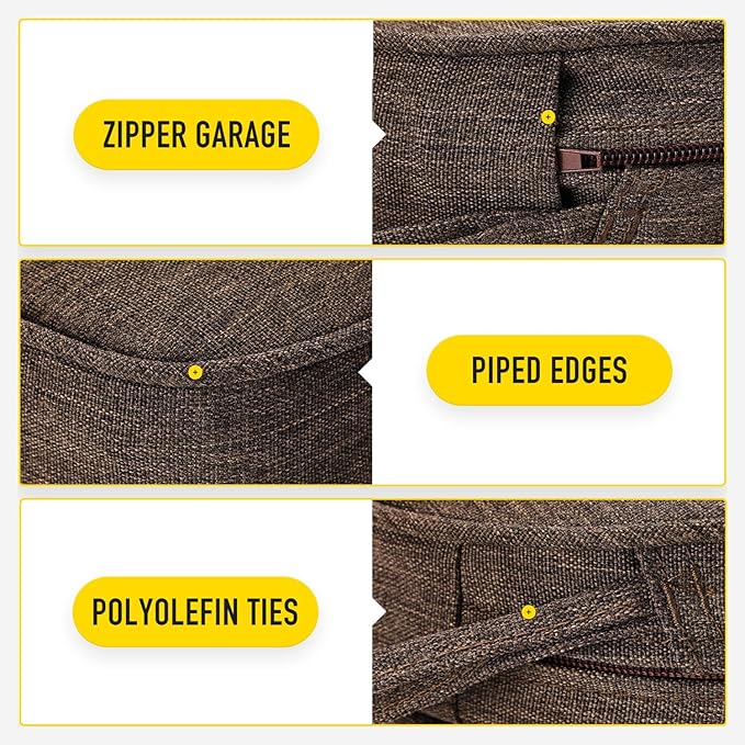 SUNROX Gel Memory Foam Chair Cushions, FadeShield Water-, Stain-Resistant Durable Reversible Seat Cushion Pads with Ties for Indoor/Outdoor Kitchen Dining Office 17"x16" Set of 4, Heather Chestnut-VerdiqueGarden