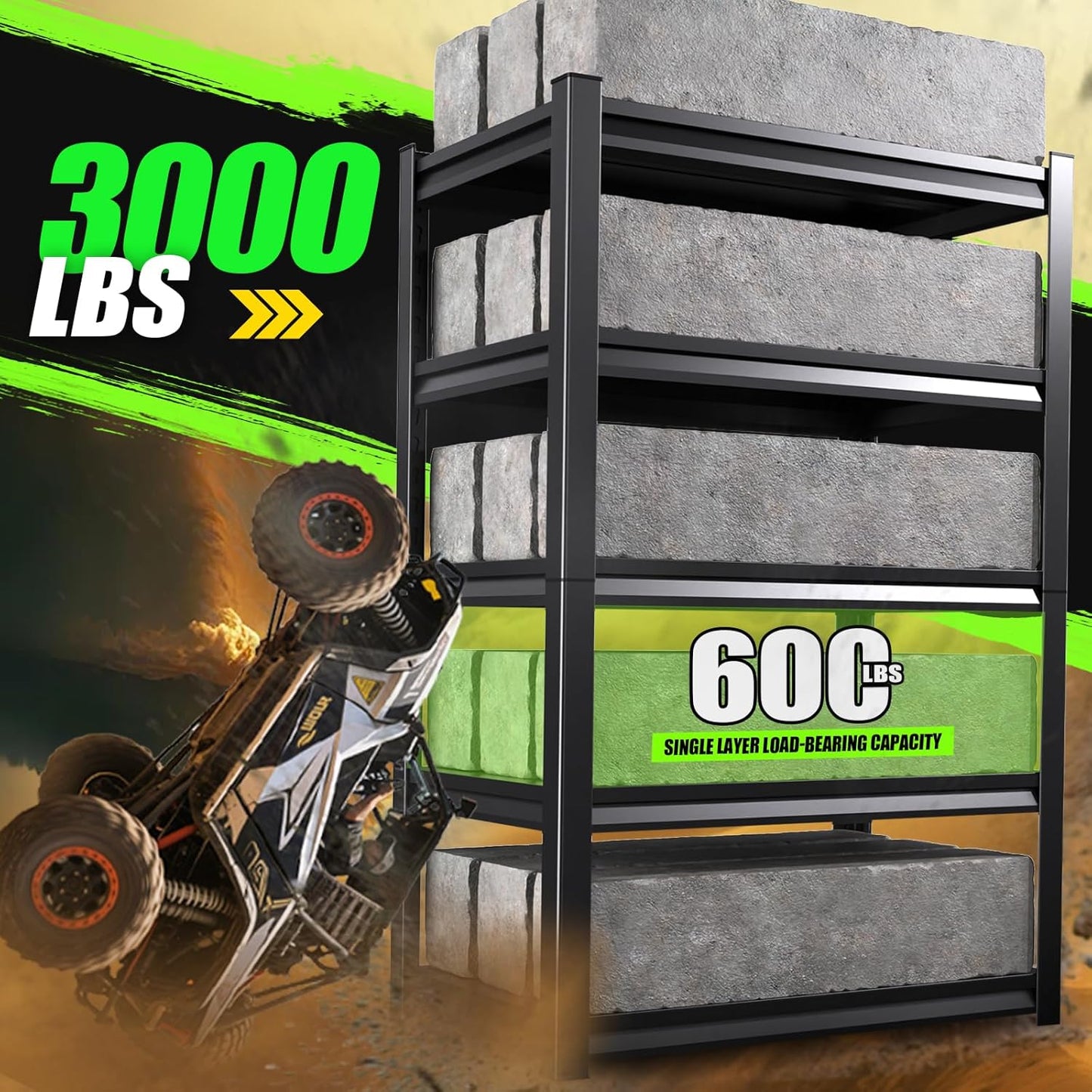 59''W Storage Shelves,5 Tier Garage Shelving 3500LBS Heavy Duty,Metal Shelves Adjustable Industrial Shelving Units,Rustproof Shelf Rack for Garage 72''H*59''W*19.7''D，2 Pack-VerdiqueGarden