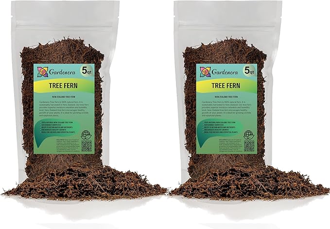 Premium New Zealand Tree Fern by GARDENERA - 10 Quart - Orchid and Epiphytal Plants Growing Medium and Reptile Substrate (2 Bags of 5 Quart)-VerdiqueGarden