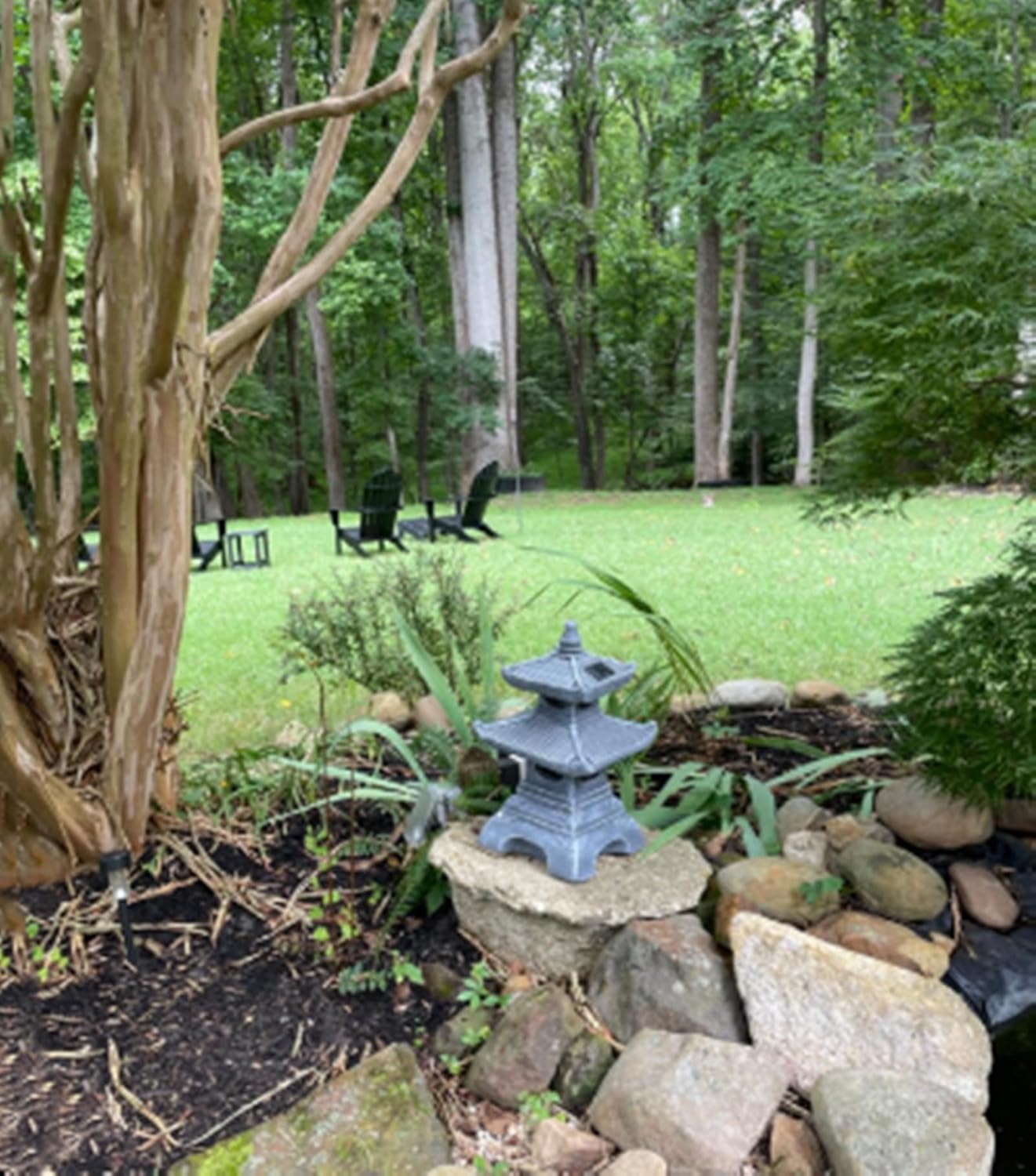 Outdoor Solar Pagoda Lantern,2 Tier Pagoda Lantern Garden Statue,Zen Garden Lantern Pagoda,Pagoda Lantern Japanese Style. for Zen Lawn Garden Decoration and Christmas Ornament (Solar Lights)-VerdiqueGarden