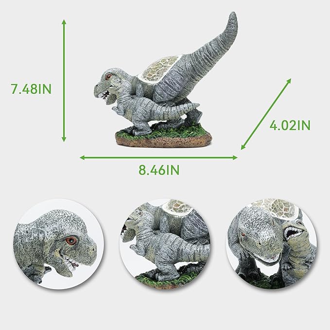 Garden Statue Dinosaur,Solar Dinosaur Decor for Outdoor,Resin Dinosaurs Figurine with Solar Light for Patio,Balcony,Yard,Lawn Ornament,Perfect Garden Gift-VerdiqueGarden