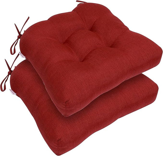 RACE LEAF 17" x 17" Patio Chair Seat Pads Red - Outdoor/Indoor Patio Cushions Set of 2 - Replacement Cushions for Chairs and Seating - Olefin Seat Pads for Porch, Deck, and Garden Seats-VerdiqueGarden