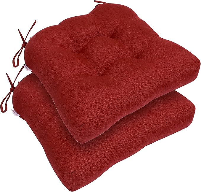 RACE LEAF Chair Cushions 19" x 19" Red - Outdoor/Indoor Patio Cushions Set of 2 - Replacement Cushions for Chairs and Seating - Chair Seat Pads for Porch, Deck, and Garden Seats-VerdiqueGarden